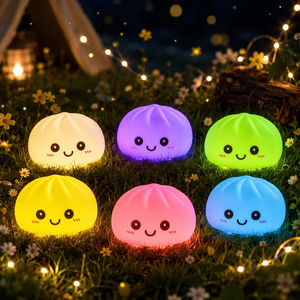 Hot Sales Night <b>Lights</b> Glowing Dumplings Desktop Ornament Cute Glowing Dumpling Steamer <b>Box</b> Kawaii Dumpling <b>Lights</b> Squeeze Toy - Product Image 2