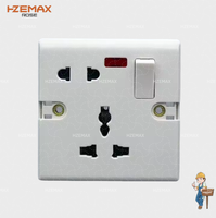 Luz indicadora de enchufe de pared de 5 orificios de color sólido al por mayor, interruptor cerrado de baquelita, fácil instalación, multifunción, voltaje máximo de 250V