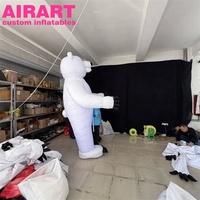 Mascotte gonflable d'extérieur pour défilé de carnaval, ours blanc, costume d'ours polaire mignon gonflable avec lumières LED