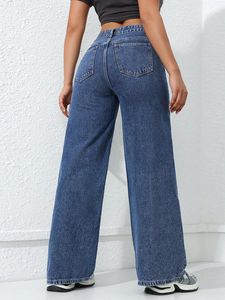 97760-1 Jean large tendance pour <span class=keywords><strong>femme</strong></span>, respirant, délavé, coupe ample, en denim décontracté taille haute - Product Image 4