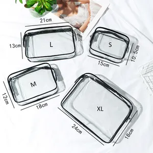 Custom Logo Women Clear Make Up Organizer Pouches Tote Travel Toiletry Bags Transparent Pvc Cosmetic Makeup Bag
