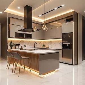 Conjunto de Muebles de Cocina Modulares Personalizados para Apartamento, Cocinas Modernas, Diseño Ecológico Ignífugo, Fregadero Profesional para el Hogar - Product Image 1