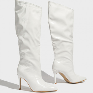 Bottes fines à talon aiguille en cuir verni à bout pointu, style simple, pour femme, tendance et polyvalentes, collection 2026 - Product Image 3