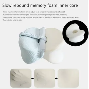 New Style Contour Orthopedic Memory Foam Leg And Knee Support Pillow With Strap For Side Sleepers