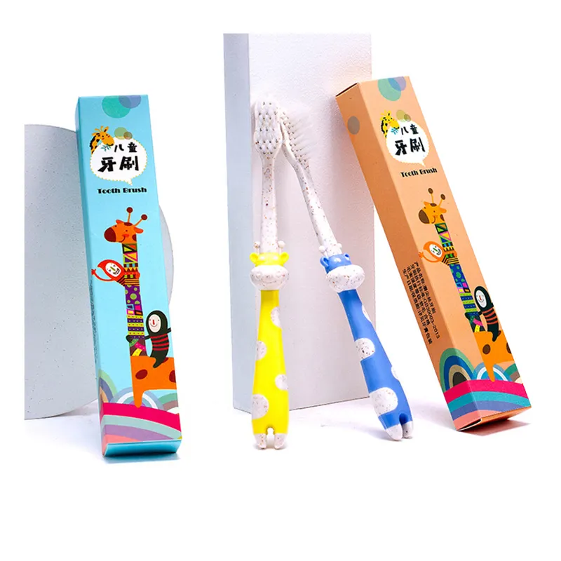 Wholesale Children's Hotel Toiletries 2 in 1 Soft Toothbrush Toothpaste Set Cartoon Design Disposable Toiletries Set
