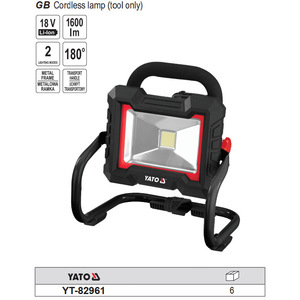 Lampe de travail LED sans fil Yato 18V 1600Lm avec cadre métallique et poignée pour le camping et les réparations - Product Image 1