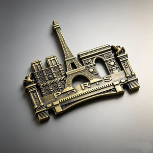 Aimants de réfrigérateur en métal sur le thème des monuments de Paris, design classique, durables, cadeau promotionnel, souvenir de voyage - Product Image 1