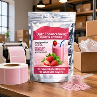 Poudre de protéines de collagène pour les fesses, saveur fraise, complément beauté pour adultes, marque privée, vente en gros, OEM, ODM, fournisseur d'usine