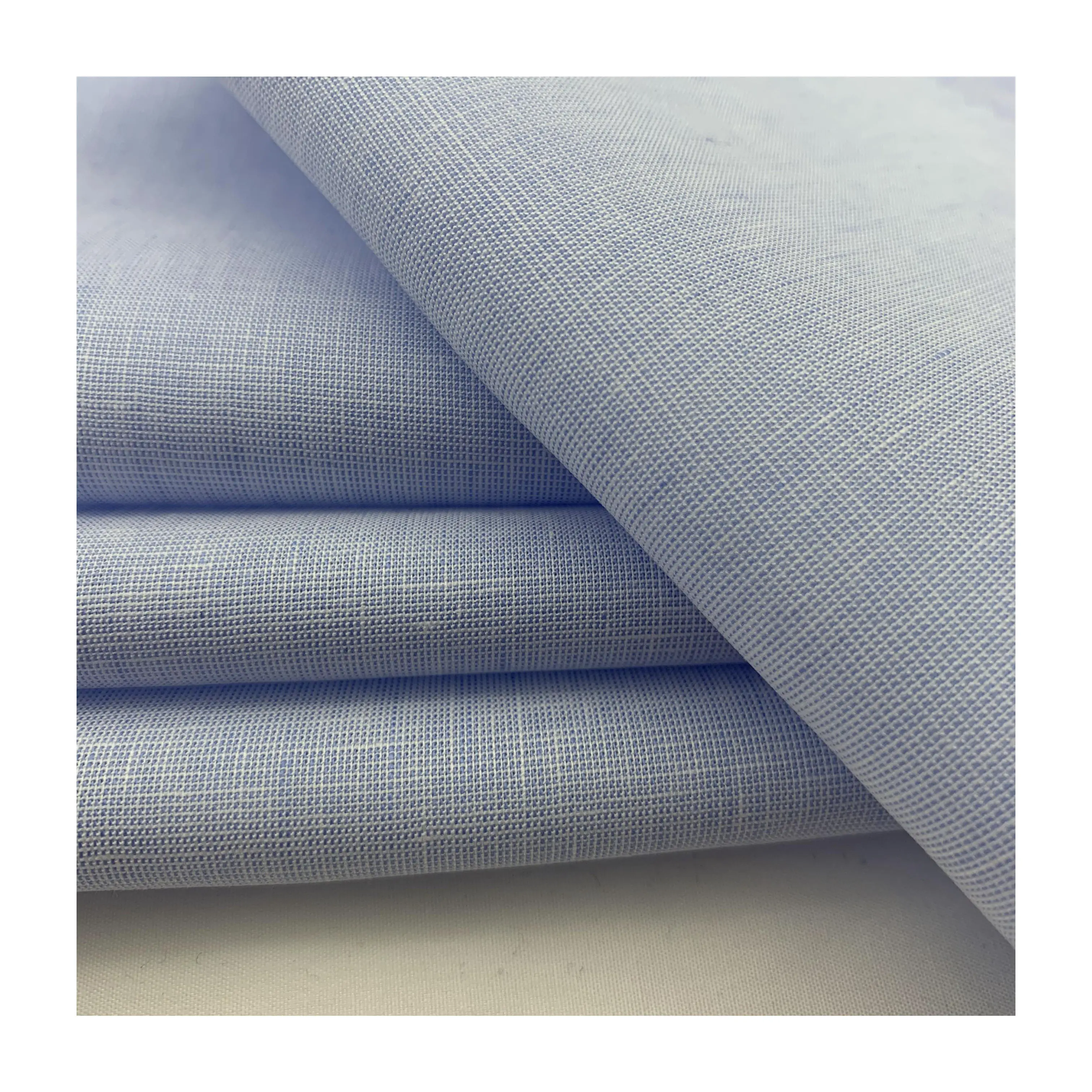 Haute qualité chemise robe matériel 60% coton 40% lin sans rides fil teint Chambray chemises tissus