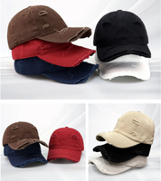 Gorra de Béisbol de 6 Paneles con Logotipo Personalizado Bordado, Estilo Desgastado, de Sarga, Vintage, de Algodón Lavado, Estilo Dad Hat, Deportiva