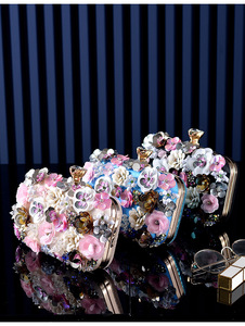 Sac à main glamour haut de gamme pour femme, polyvalent et tendance, avec chaîne en forme de fleur, idéal pour les soirées en boîte de nuit, pochette florale pour la soirée - Product Image 6