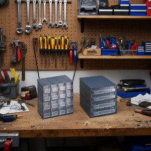 Cajonera de 8 Cajones, Color Gris Oscuro Transparente, 24.9x31x37.5 Cm, Gabinete para Herramientas - Product Image 2