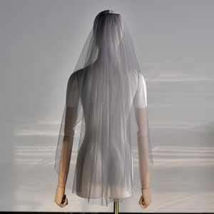 Voile de mariée <span class=keywords><strong>gris</strong></span> transparent très populaire, voile uni monocouche avec peigne à cheveux - Product Image 2