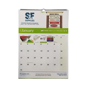 Custom Full Color Spiral Binding A2 A3 Size 2022 Promotional Wall Calendar Printing