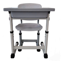 Ensemble Chaise et Bureau Individuel Moderne Écologique et Durable à Hauteur Réglable avec Double Panier de Rangement en Fil Métallique pour École et Salle de Classe