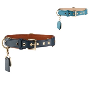 Großhandel Custom Premium Metalls chnalle Leder Hunde halsband Luxus Haustier Halsband Designer Leder Hundes chock Halsbänder - Product Image 6