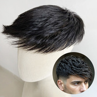 Gaya Rambut Pendek Rambut Manusia India 1C #   Wig Alami Tak Terlihat dengan Basis Sutra, Sistem Penambahan Rambut Realistis untuk Pria