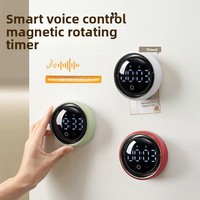 Timer Digital Magnetik Pintar dengan Pengaktifan Suara, Dial Putar Bulat, Jam Alarm untuk Disiplin Diri Siswa, Pengingat Memasak di Dapur