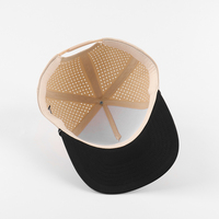 Casquettes de baseball Oxford perforées au laser personnalisées en gros d'usine, bicolores, avec logo en patch ovale en caoutchouc et cordon sur le devant, chapeaux de sport et de golf unisexes