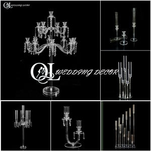 2臂5臂6臂批发烛台摆件透明亚克力烛台烛台婚礼桌摆件 - Product Image 4