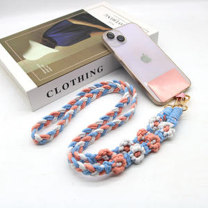 Collier de force avec fleur mignonne BSBH, cordon en coton tissé, sangle de <span class=keywords><strong>téléphone</strong></span> portable, connecteur pour <span class=keywords><strong>téléphone</strong></span> portable - Product Image 1