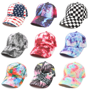 Gorra de Béisbol Unisex 100% Poliéster con Estampado por Sublimación, Patrón Tie Dye Colorido, Protección Solar, Gorra para Exteriores - Product Image 1