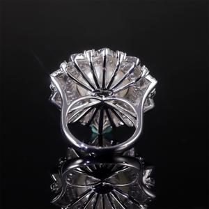 Abiding antik Deluxe zarif büyük yuvarlak 16MM beyaz kabuk inci yüzük imitasyon inci takı 925 gümüş çok Halo kadınlar yüzük - Product Image 4