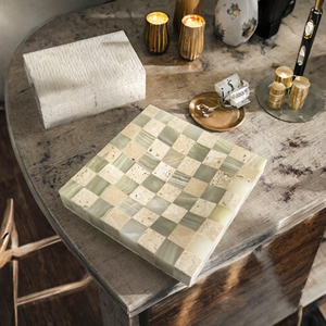 Elegant Modern <b>Square</b> <b>Marble</b> Handmade <b>Coffee</b> <b>Table</b> Plaid Tray Jewelry Organizer Watch Key Holder Serving Dish Home Decor Wedding - Product Image 3
