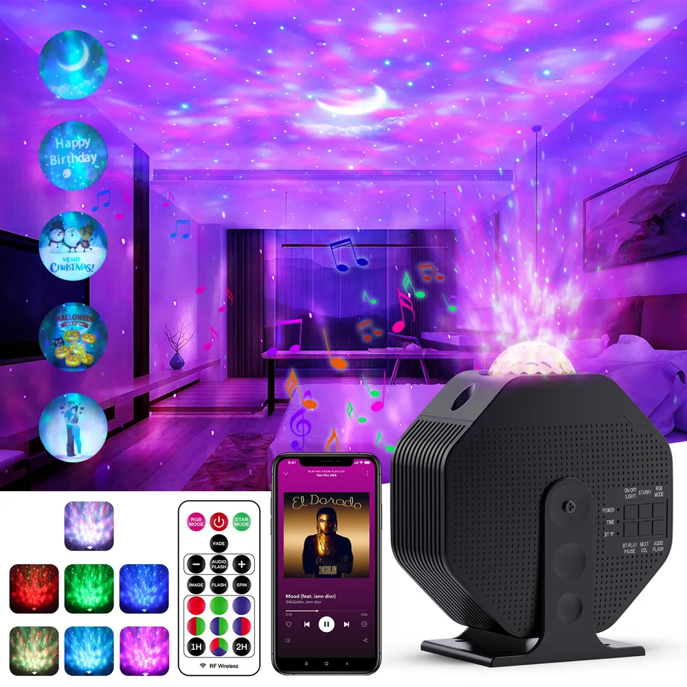 Northern Starry Aurora Astro Sky Full Galaxy Projector Laser Multifunctional Lamp Star Led Baby Night Light With Time