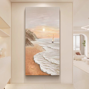 Hand Painted Oil Painting Creamy Style 3D Visual Effect Wabi Sabi Art For Entryway Living Room Hallway Decor - Product Image 1