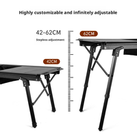 Table tactique ultra-légère en alliage d'aluminium pour l'extérieur - Table pliante 2-en-1 réglable en 5 positions, portable pour camping et pique-nique, résistante aux intempéries
