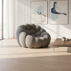 Canapé minimaliste en tissu bouclé pour salon, rembourré en mousse compressée par Roche Boboies, meubles de luxe - Product Image 1