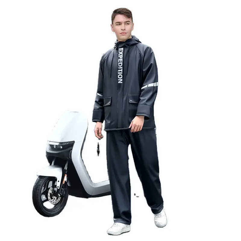 पुरुषों के लिए वाटरप्रूफ अभेद्य मोटो रेनकोट रेन जैकेट मोटरसाइकिल आउटडोर राइडिंग स्प्लिट पैंट सूट रिफ्लेक्टिव रेनकोट