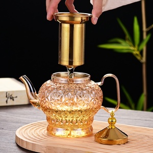 Cổ điển thân thiện với môi trường công suất lớn Kính Ấm trà lọc trà đặt sưởi ấm ấm đun nước Bếp trà pha hộ gia đình nước lạnh bình - Product Image 5