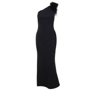 <span class=keywords><strong>Vestido</strong></span> de Noche Maxi Elegante y Sexy con Diseño de <span class=keywords><strong>Plumas</strong></span>, Estilo Sirena, Irregular, de Un Solo Hombro, para Fiesta, Cena, Mujer - Product Image 4