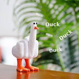 CJH创意树脂工艺品Zakka中指鸭新奇桌面迷你摆件装饰迷你鸭你 - Product Image 4