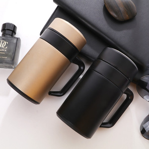 Gobelet isotherme en acier inoxydable 304 avec poignée et infuseur à thé, mug isotherme pour le bureau, cadeau personnalisé avec logo pour hommes et femmes - Product Image 1