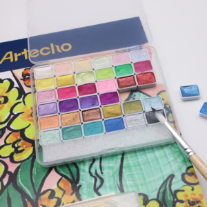 Artecho Juego <span class=keywords><strong>de</strong></span> Pintura <span class=keywords><strong>de</strong></span> Acuarela, Caja Portátil Metálica, 20 Colores Perla, 1ml, para Lienzo, Pintura, Principiantes y <span class=keywords><strong>Profesionales</strong></span> - Product Image 5