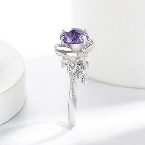 Exquisite Sparkling Gemstone Fireworks Cut Rose Brass Ring Suitable fashion jewelry <b>gifts</b> for women - Product Image 6
