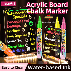 Set di <span class=keywords><strong>Pennarelli</strong></span> a Gesso Liquido 6mm/1mm con Punta Reversibile Cancellabile per Finestre, Lavagna Acrilica, Carta, Vetro, Pietra - <span class=keywords><strong>Pennarelli</strong></span> Decorativi - Product Image 1
