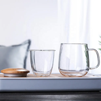 Tasses à thé en verre 300ml / 500ml avec passoire et couvercle en bambou Tasses à thé en verre résistant à la chaleur pour feuilles mobiles