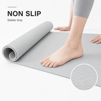 Tapete de Ejercicio de 183*61cm, Tapete de Yoga Negro de TPE para Pilates, Entrenamiento en Estudio, Tapete Acolchado para Ejercicios en el Suelo, Ligero, para Práctica de Fitness