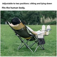 Chaise de plage en fer réglable à trois positions avec repose-jambes, pliable et rangable, mobilier d'extérieur à dossier haut pour la sieste ou la pêche