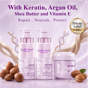 Ensemble de soins capillaires Laymeyshow Nano Plastia avec huile d'argan, collagène, beurre de karité, huile de jojoba pour réparer les cheveux secs, crépus, bouclés et colorés - Product Image 1