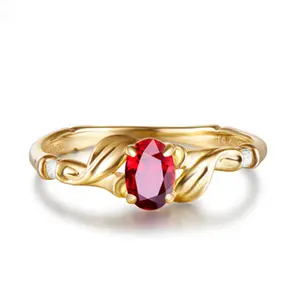 Minimalista bella proposta della pietra preziosa del diamante dei monili 18k gold 0.45ct naturale pigeon blood red rubino anello