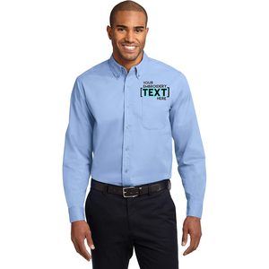 Camisa de manga larga personalizada para hombre con botones, bordado personalizado, fácil cuidado, uso casual, tela anti-pilling de manga completa. - Product Image 1
