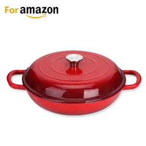 Amazon de hierro fundido esmalte cazuela de utensilios de cocina de sopa y stock superficial marisco olla de cocina para Amazon