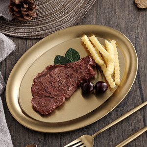 Plateau de service ovale moderne en acier inoxydable écologique pour barbecue <span class=keywords><strong>coréen</strong></span>, pique-niques, collations et fêtes - Product Image 2