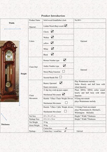 Đồng hồ để sàn kiểu ông nội bằng gỗ nguyên khối, lên dây cót 31 ngày hoặc máy quartz, có con lắc gỗ - Product Image 4