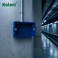 Boîtier de jonction double en PVC bleu signal vibrant Kolani 2x4 pouces, pour montage encastré et en saillie avec écrou métallique